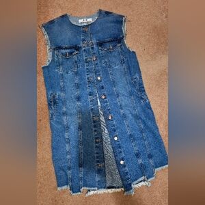 Zara Blue Denim longline Midi Dress/vest